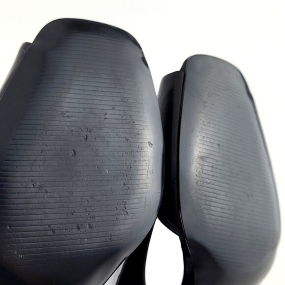 Nine West Black Leather Square Open Toe Side Cutout Patent Heel Shoes Size 7M - Picture 12 of 15